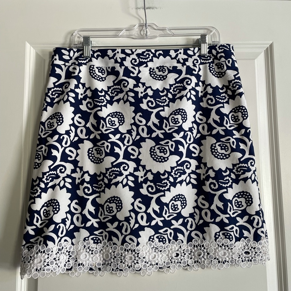 Talbots Women’s Floral Skirt with Lace Hem - Picture 2 of 5